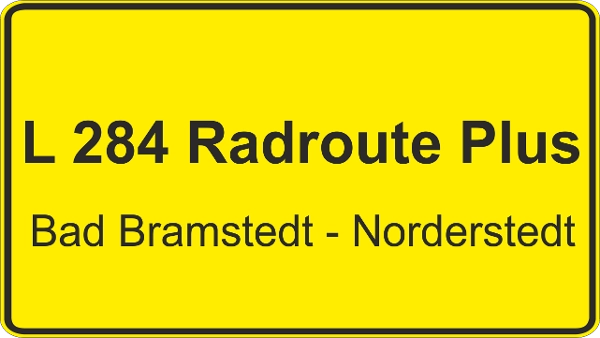 Ortsschild zur Radroute Plus. (Quelle: LBV.SH) Ortsschild zur Radroute Plus.